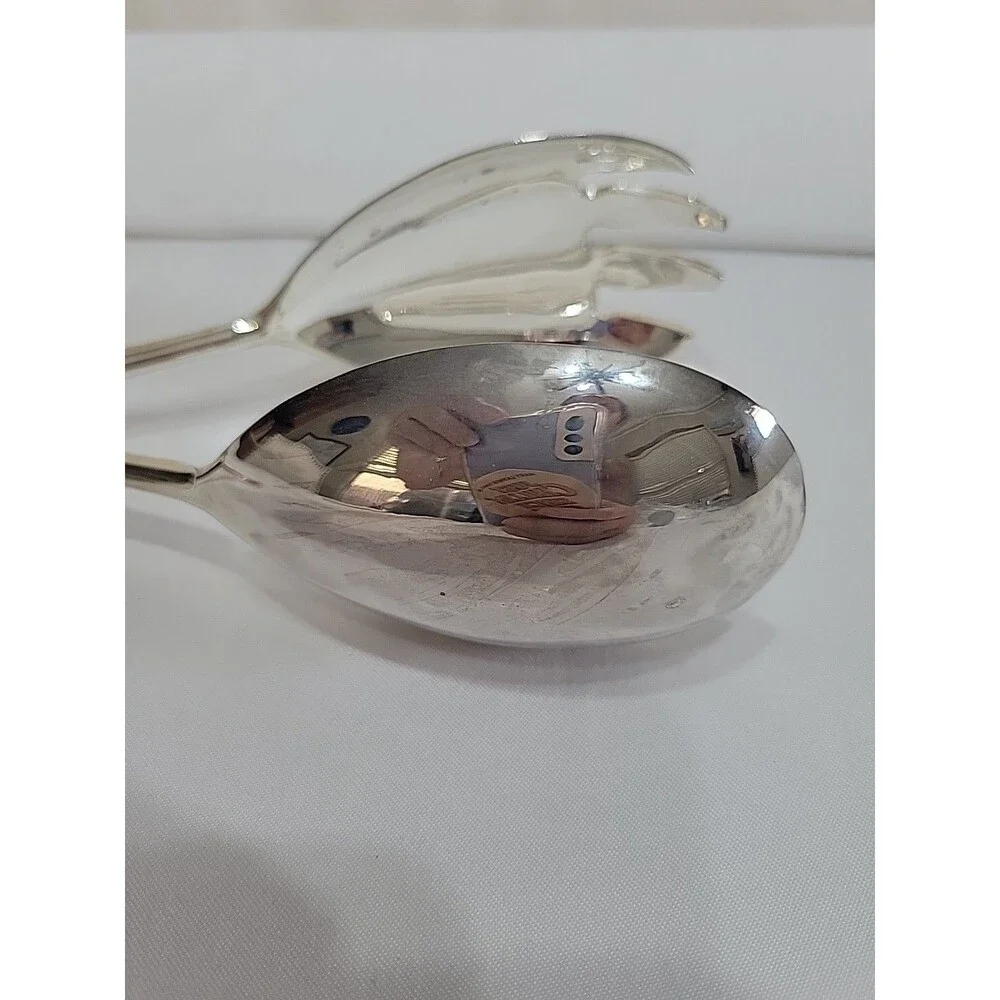Vintage EP Zinc Alloy Silver Plated Scissor Style Salad Serving Tongs Hong Kong